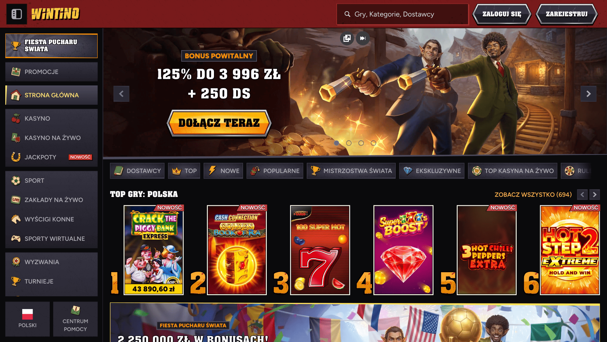pierwszy kontakt z wintino casino